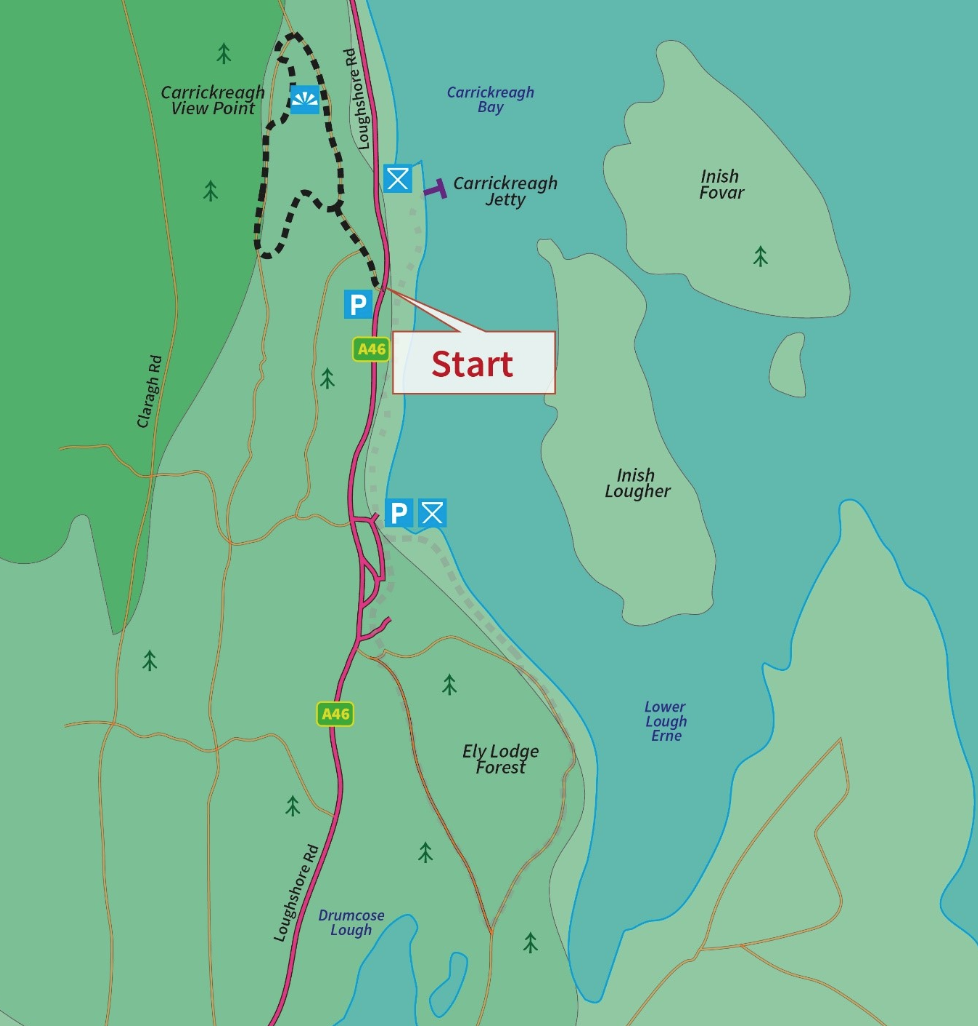Ely Lodge Carrickreagh Viewpoint Walk   Map