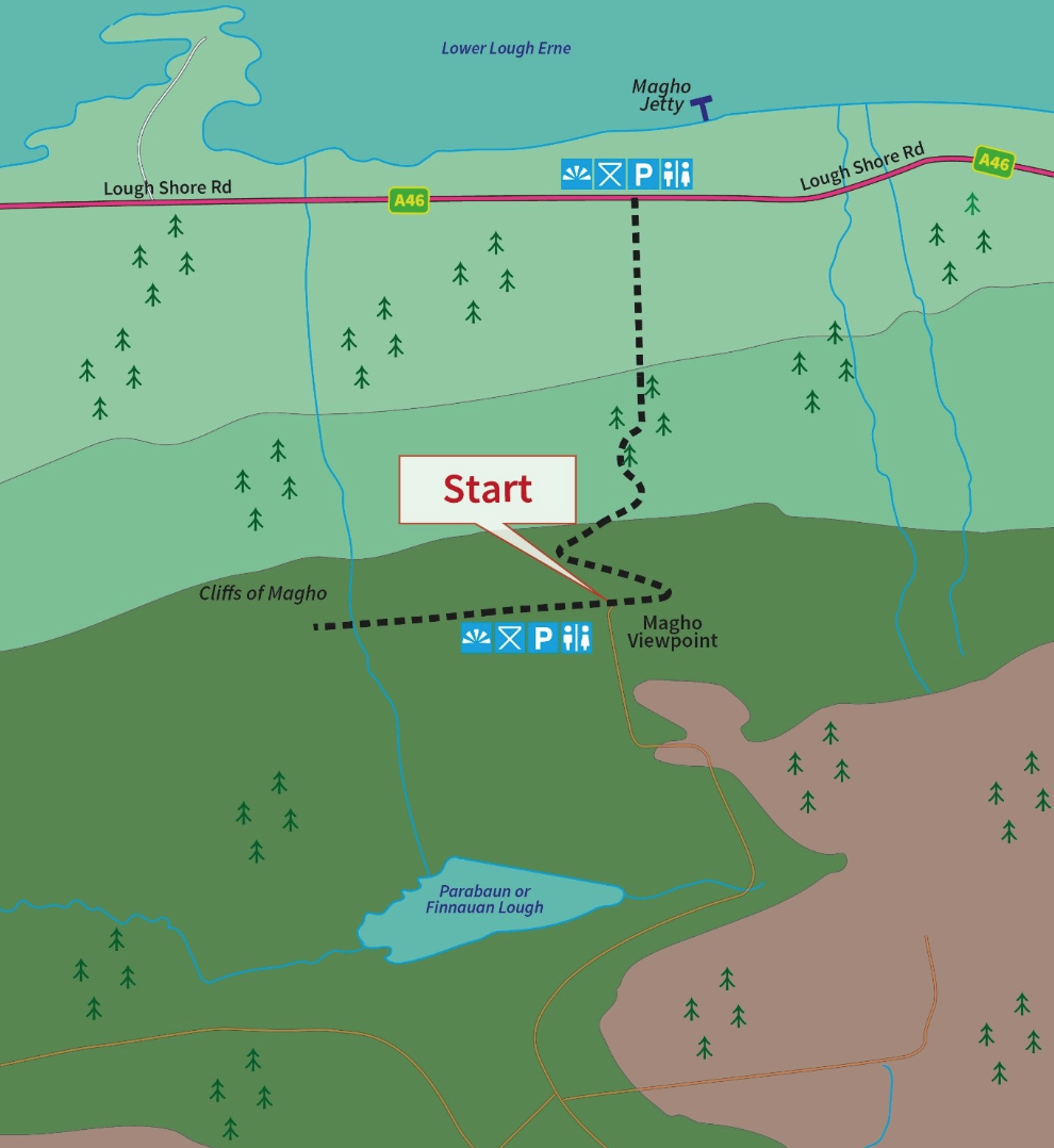 Lough Navar Magho Cliffs Walk   Map