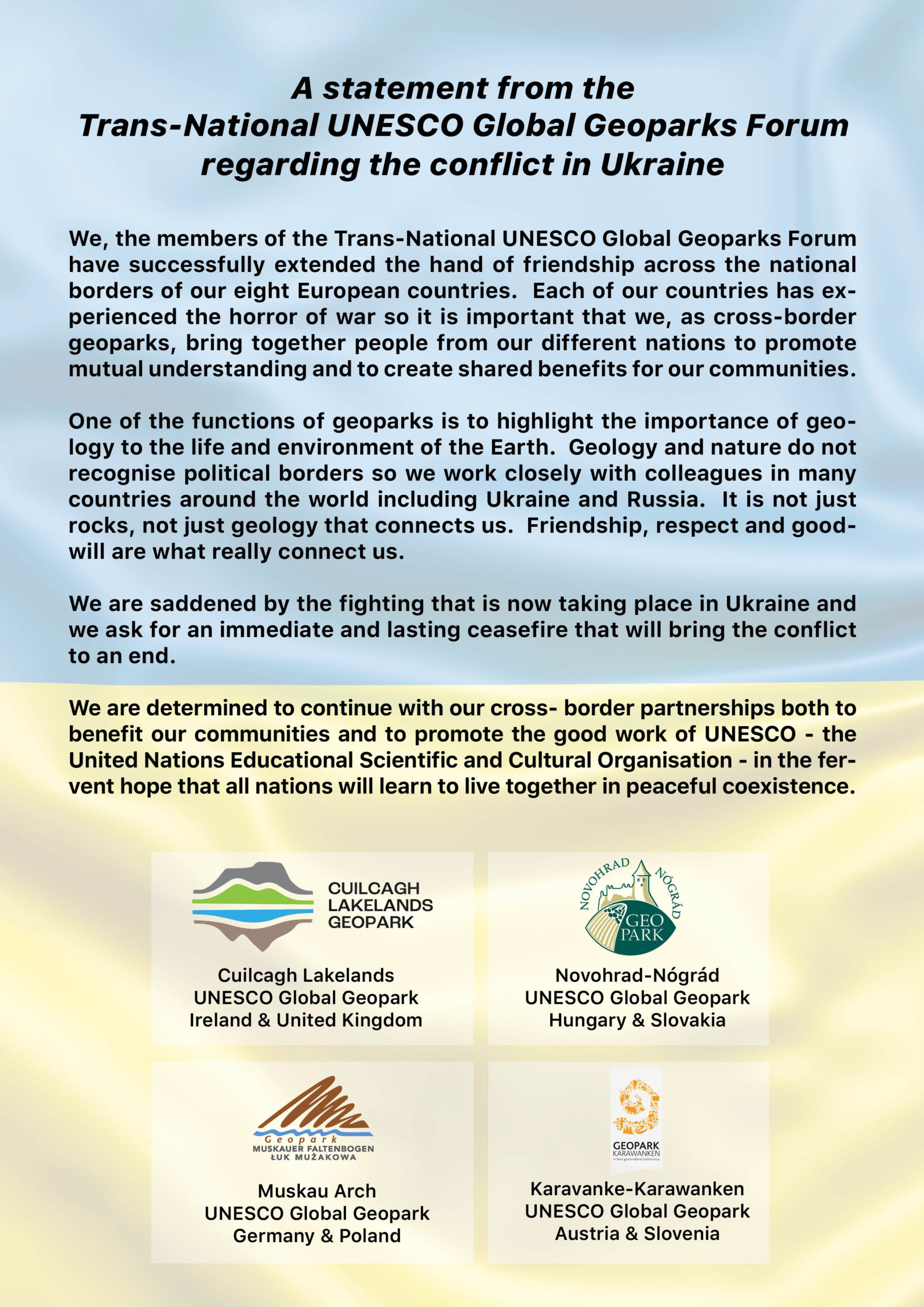 A Statement from the Trans-National UNESCO Global Geoparks Forum | Cuilcagh  Lakelands Geopark