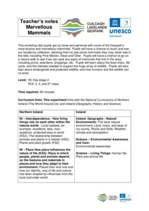 Teacher Notes Mammals