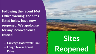 Cuilcagh Boardwalk Trail and Lough Navar Scenic Drive – Reopening
